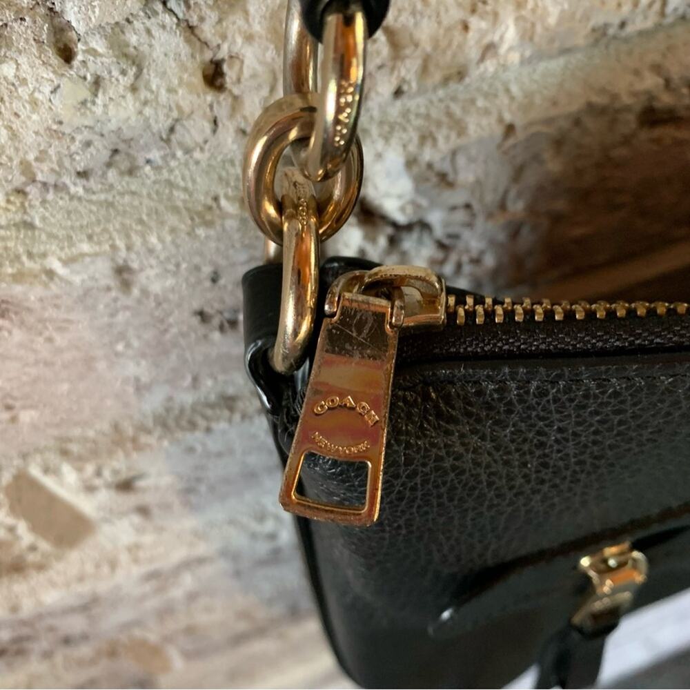 EUC Coach Pebble Leather Mae Crossbody Black with Gold Hardware - Picture 9 of 14